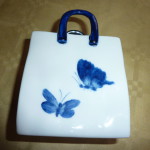 Vase panier papillons bleus 1