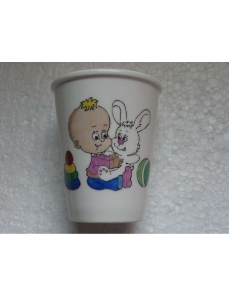 Grand verre à dents peint à la main - Porcelaine en Vendée