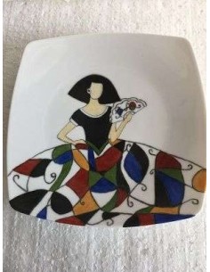 Assiette multicolore décorative n ° 2 - Porcelaine en Vendée