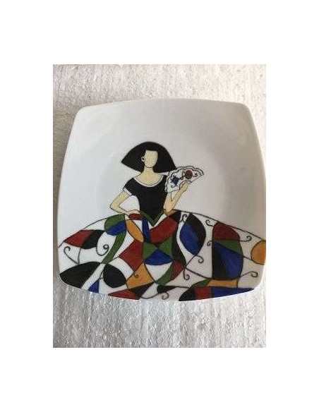 Assiette multicolore décorative n ° 2 - Porcelaine en Vendée