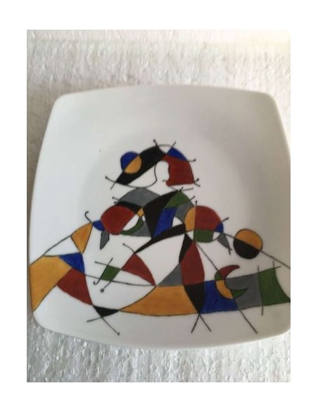 Assiette multicolore décorative n° 3 - Porcelaine en Vendée