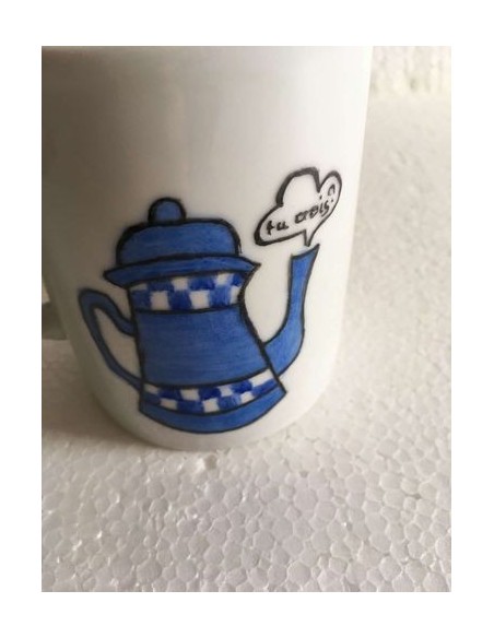 Mug bleu "je crois que j'ai envie d'un petit (bleu) - Porcelaine en Vendée
