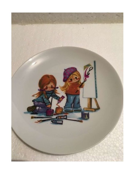 Assiette gourmande porcelaine motif poulbot parisien la peinture - Porcelaine en Vendée