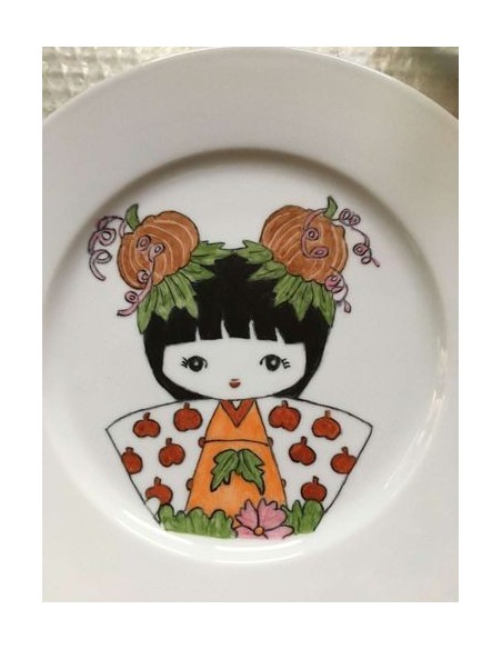 Grande assiette ronde style japonais n°1 - Porcelaine en Vendée