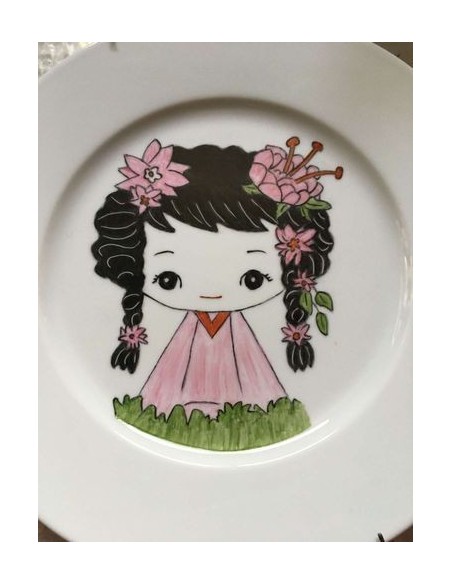 Grande assiette ronde style japonais n°2 - Porcelaine en Vendée
