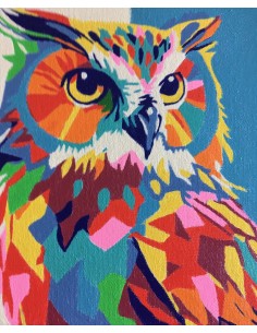 Toile unique la chouette multicolore