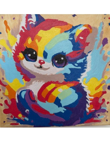 Toile unique le chat multicolore