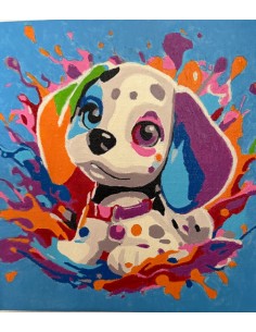 Toile unique chien multicolore