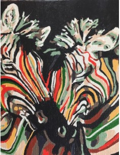 Toile unique les zèbres multicolores