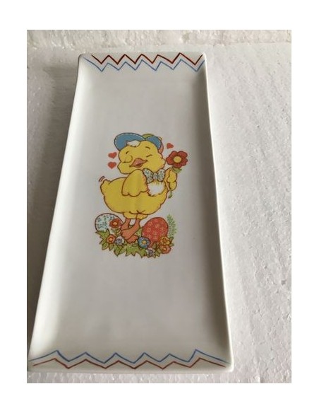 Plat long poule romantique - Porcelaine en Vendée