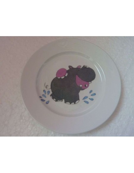 Assiette pour enfant l'hippopotame - Porcelaine en Vendée