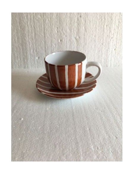 Tasses jumbo et sa coupelle beige - Porcelaine en Vendée