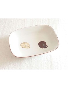 Coupelle rectangulaires motif gourmandises 2 - Porcelaine en Vendée