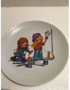 Assiette gourmande porcelaine motif poulbot parisien la peinture - Porcelaine en Vendée