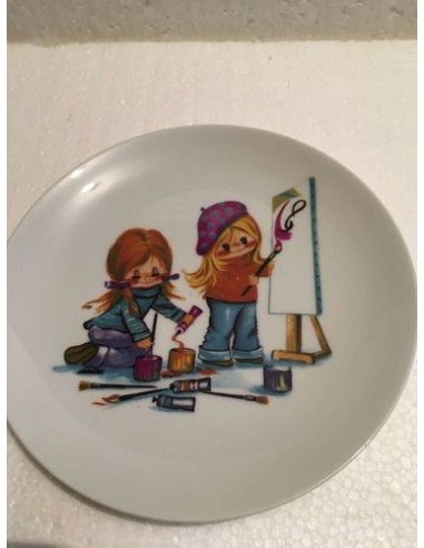 Assiette gourmande porcelaine motif poulbot parisien la peinture - Porcelaine en Vendée