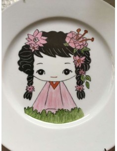 Grande assiette ronde style japonais n°2 - Porcelaine en Vendée