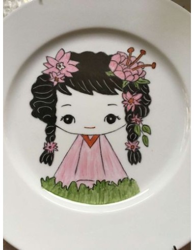 Grande assiette ronde style japonais n°2 - Porcelaine en Vendée