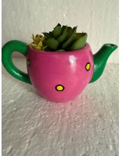 Théière céramique décorée rose