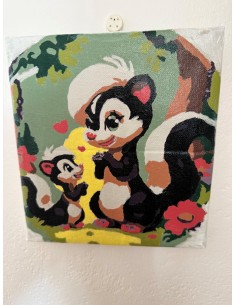 Toile unique la maman raton laveur et son petit