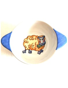 Bol à oreilles faïence mouton bleu- Porcelaine en Vendée