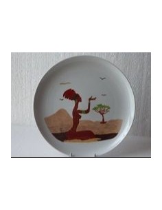 Plat en porcelaine motif africain - Porcelaine en Vendée
