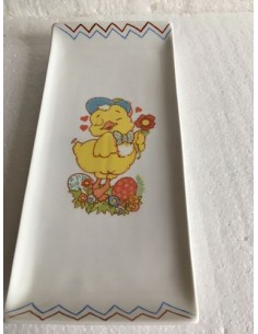 Plat long poule romantique - Porcelaine en Vendée