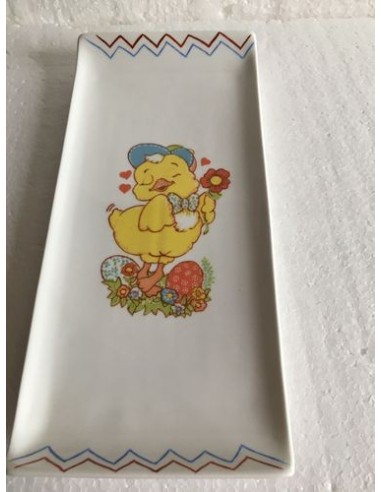 Plat long poule romantique - Porcelaine en Vendée