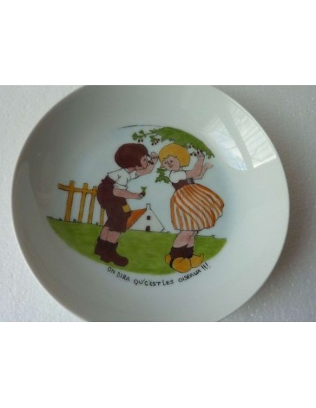 Assiette creuse à l'ancienne On dira qu'c'est les oiseaux !!! - Porcelaine en Vendée