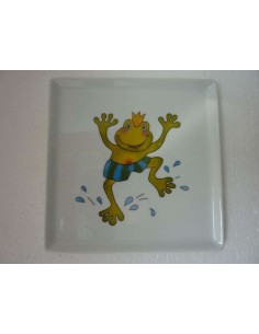 Assiette carrée la grenouille - Porcelaine en Vendée