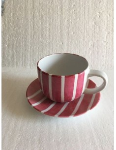 Tasses jumbo et sa coupelle rose - Porcelaine en Vendée