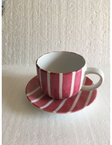 Tasses jumbo et sa coupelle rose - Porcelaine en Vendée