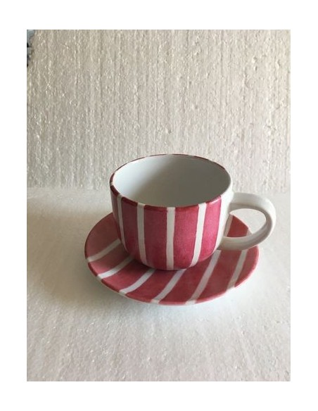 Tasses jumbo et sa coupelle rose - Porcelaine en Vendée