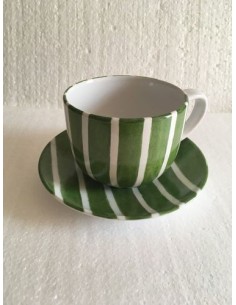 Tasses jumbo et sa coupelle vert - Porcelaine en Vendée