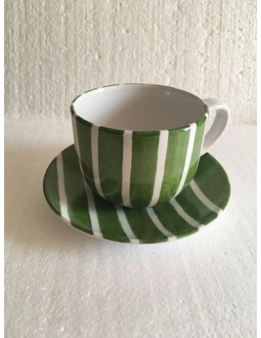 Tasses jumbo et sa coupelle vert - Porcelaine en Vendée