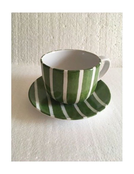 Tasses jumbo et sa coupelle vert - Porcelaine en Vendée