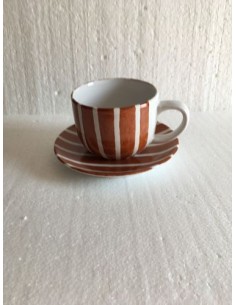 Tasses jumbo et sa coupelle beige - Porcelaine en Vendée